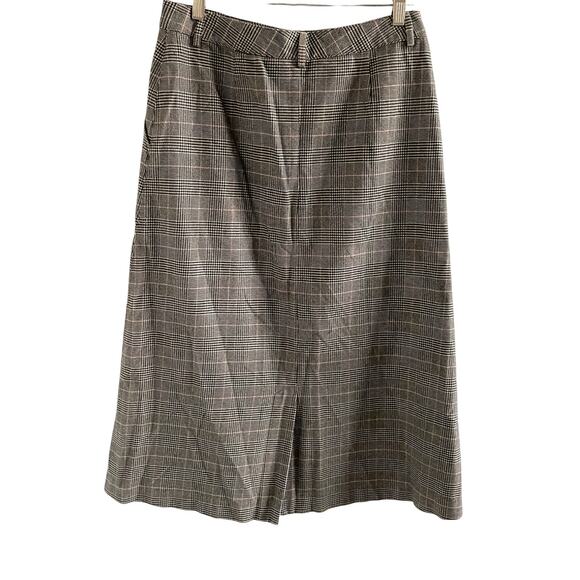L.L.Bean Houndstooth Plaid Midi Skirt Size 6 A-Line Classic Tailored Wool Blend - Picture 5 of 6